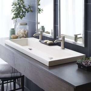 handcrafted rectangular bath sink in pearl