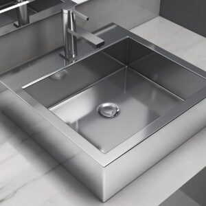 Cantrio MS-005 Above Mount Bathroom Sink, 17.62 x 17.62-Inch