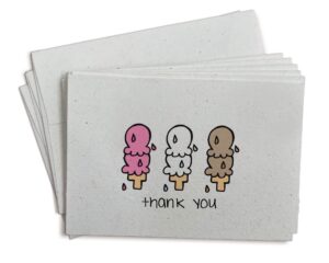 ice cream thank you cards - 24 greeting cards with envelopes