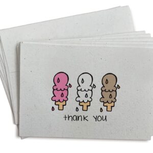 Ice Cream Thank You Cards - 24 Greeting Cards with Envelopes