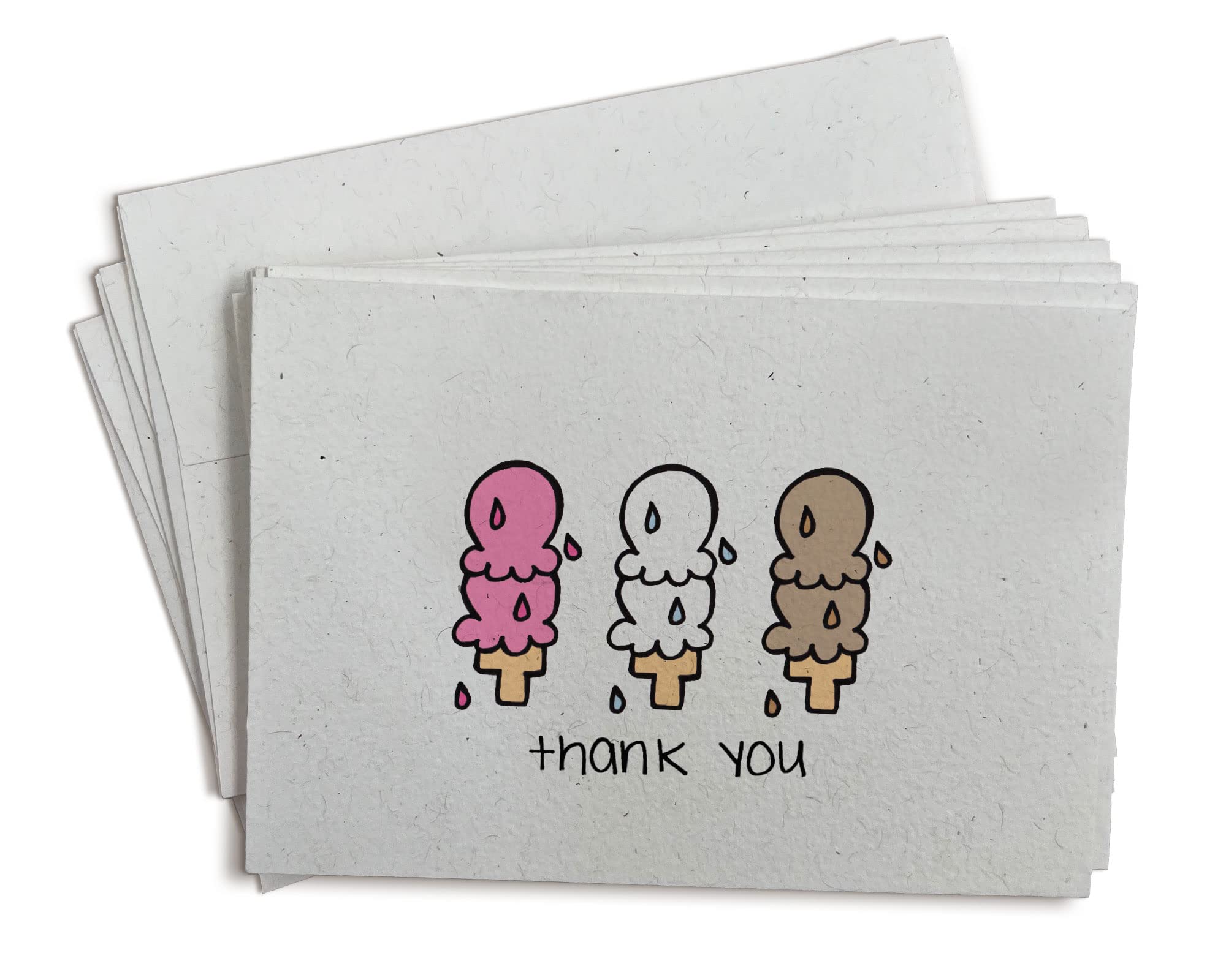 Ice Cream Thank You Cards - 24 Greeting Cards with Envelopes