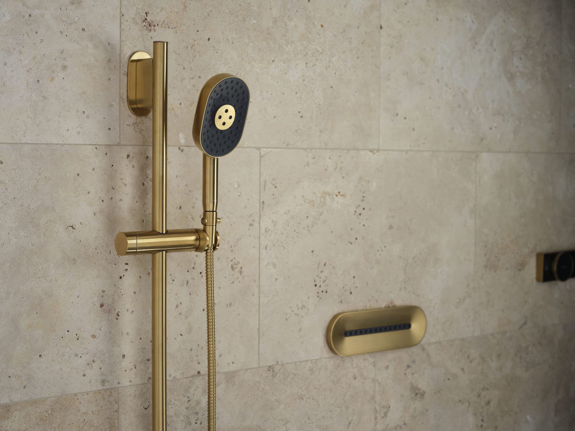 KOHLER 26284-G-2MB Statement Oblong MULTIFUNCTION HAND SHOWER, Maximum Spray Performance& 3 Spray Experiences, Vibrant Brushed Moderne Brass, 1.75 GPM