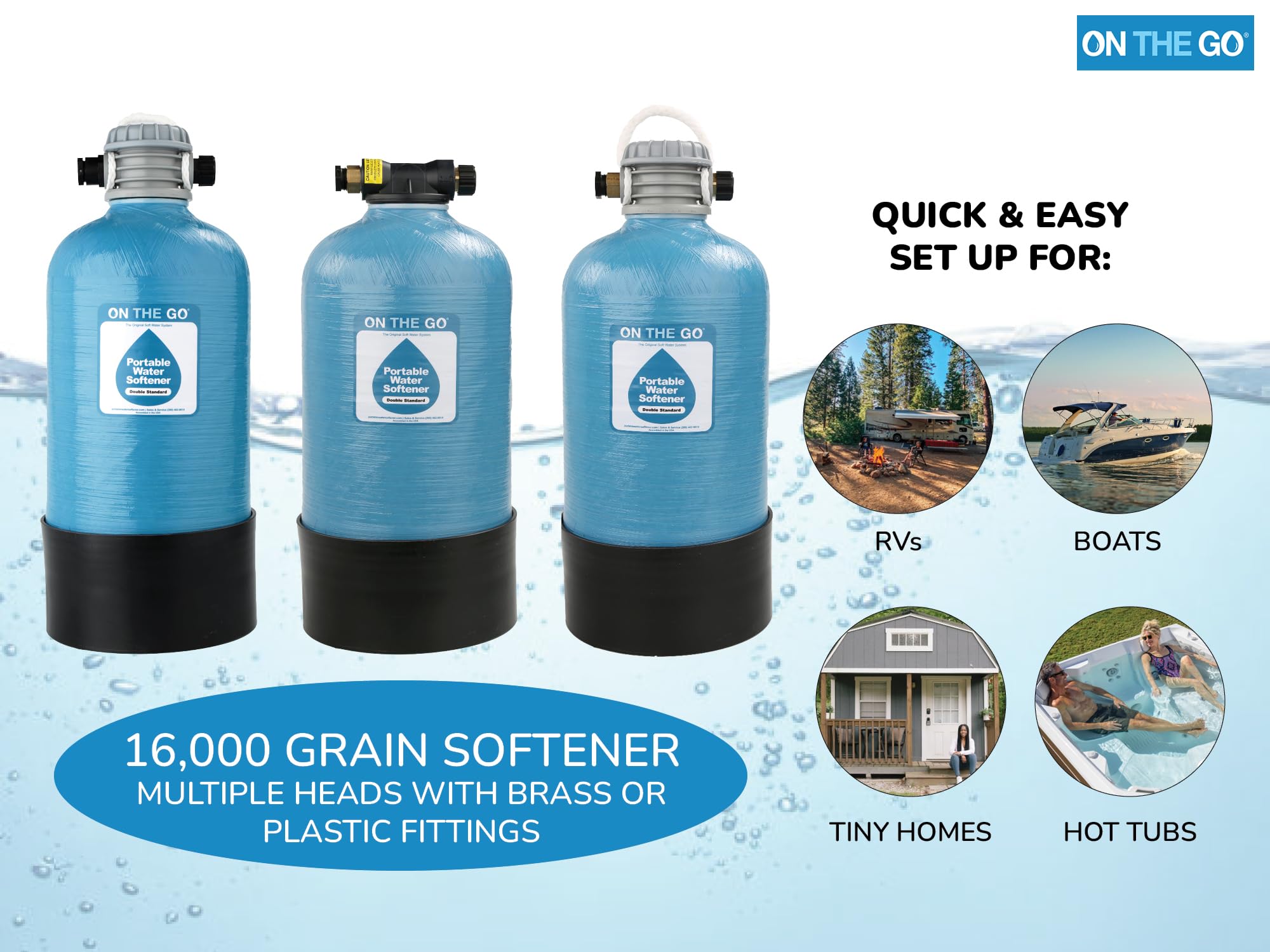 On The Go OTG4-DBLSOFT-Portable 16,000 Grain RV Water Softener (NOT made in China, assembled by U.S. Workers in Indiana)