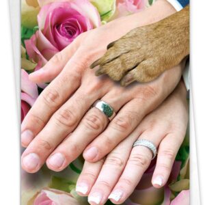 NobleWorks Funny Wedding Congratulations Greeting Card with 5 x 7 Inch Envelope (1 Card) Congrats, Man, Woman - Thank You Hands And Dog Paw 9027