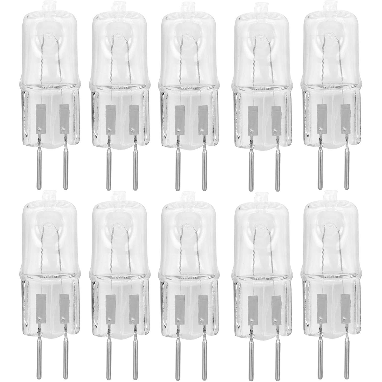 120V G5.3 Light Bulb 10 Pack Halogen Replacement Electric Oil Warmer Bulb Clear Lens Dimmable JCD 50 Watt 120 Volt Replacement Candle Warmer Oven Microwave Oil Aromatherapy Lamp Incense Lighting 2 Pin