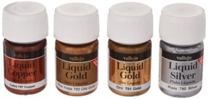 vallejo 4 x 35ml gold silver & copper metallic set