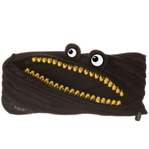 zipit grillz pencil case for kids | pencil pouch for school, college and office | pencil bag for boys & girls (black)