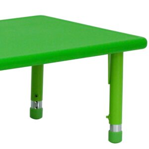 Flash Furniture Rectangular Plastic Height Adjustable Activity Table, 24 x 48, Green