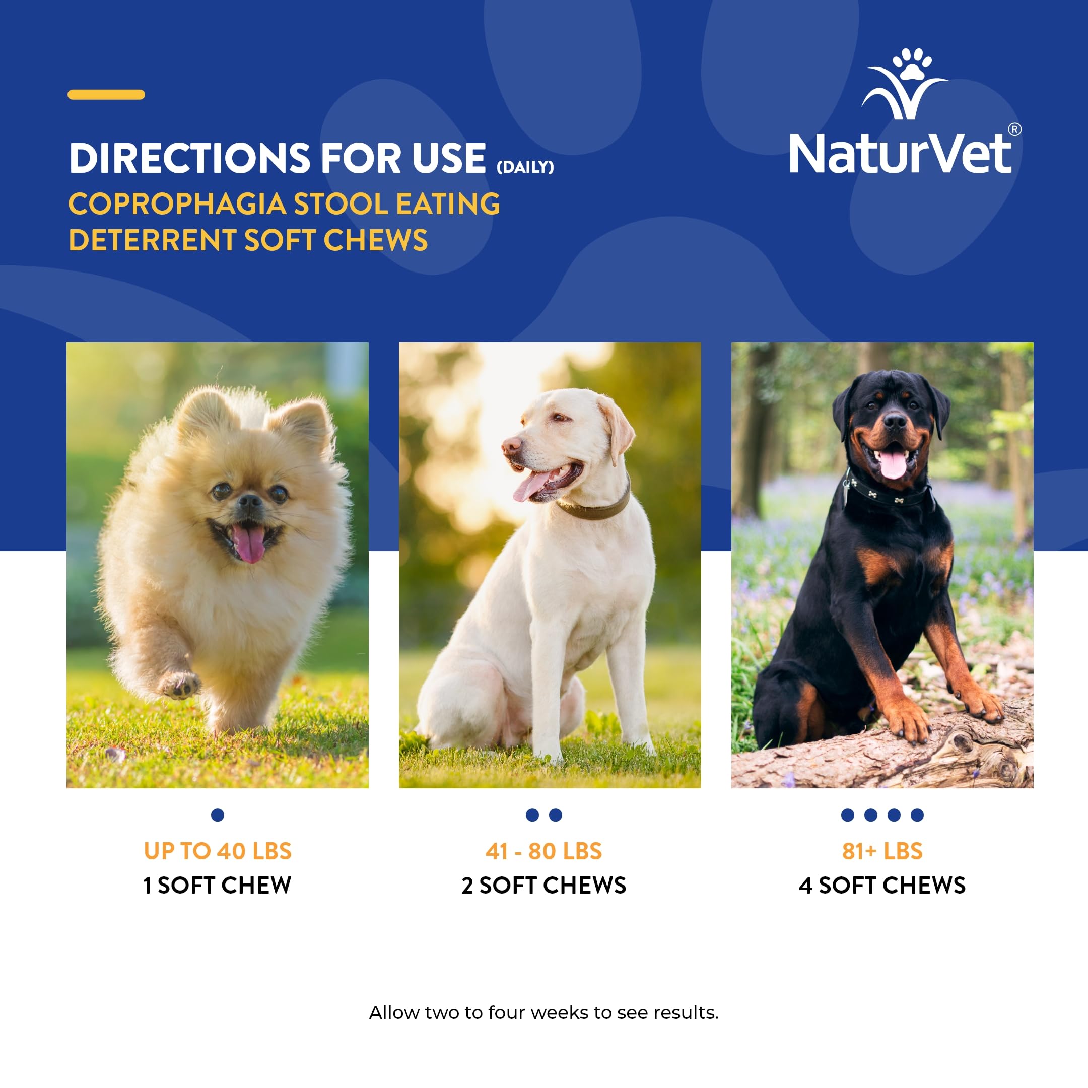 NaturVet – Coprophagia Stool Eating Deterrent Plus Breath Aid – Deters Dogs from Consuming Stool – Enhanced with Breath Freshener, Enzymes & Probiotics – 70 Soft Chews