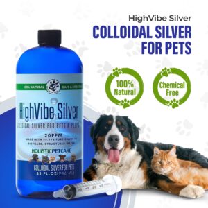 HighVibe Silver-Colloidal Silver for Pets 32 oz-Colloidal Silver Dogs, Colloidal Silver Cats