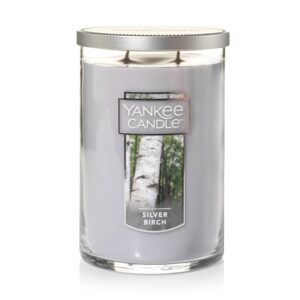 yankee candle silver birch scented, classic 22oz large tumbler 2-wick candle, over 75 hours of burn time