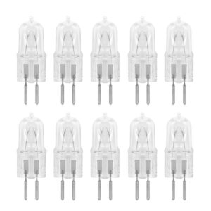 gy6.35 light bulb 10 pack halogen jcd 75w replacement t4 q75/gy6.35/cl/120v clear lens wax melter plugin warmer counter lighting kitchen bathroom mirror fixture oven aromatherapy lamp lighting 75 watt