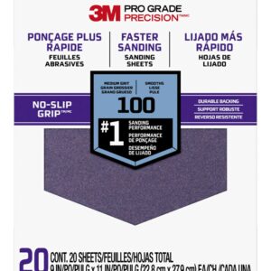 9" x 11" 100 3M Grit Professional Grade Sandpaper [Package of 20]