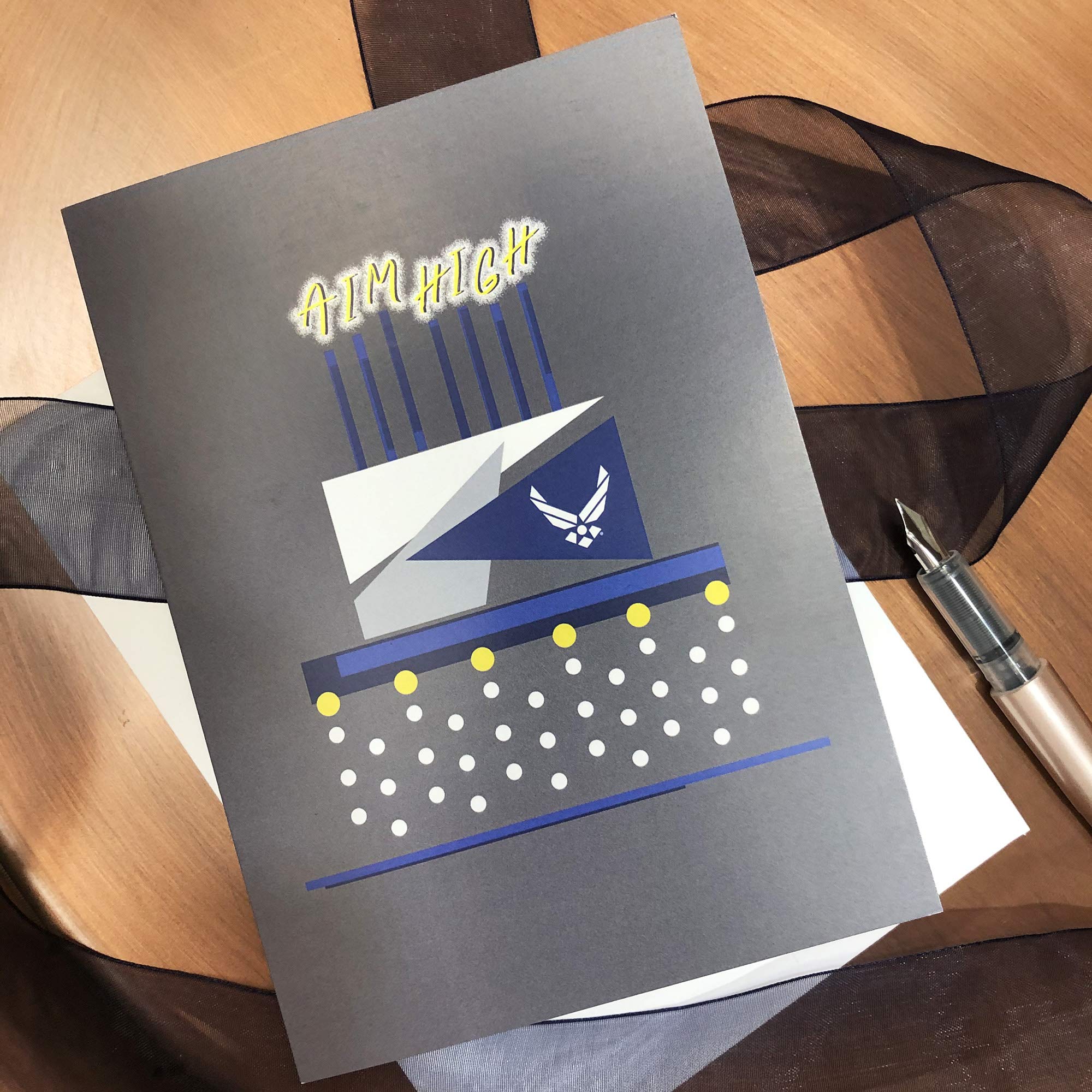 2MyHero - US Air Force - Military Happy Birthday Greeting Card With Envelope - 5" x 7" - Celebration Cake