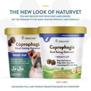 NaturVet – Coprophagia Stool Eating Deterrent Plus Breath Aid – Deters Dogs from Consuming Stool – Enhanced with Breath Freshener, Enzymes & Probiotics – 70 Soft Chews