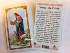 holy prayer cards for the 23rd psalm (salmo 23) in english.