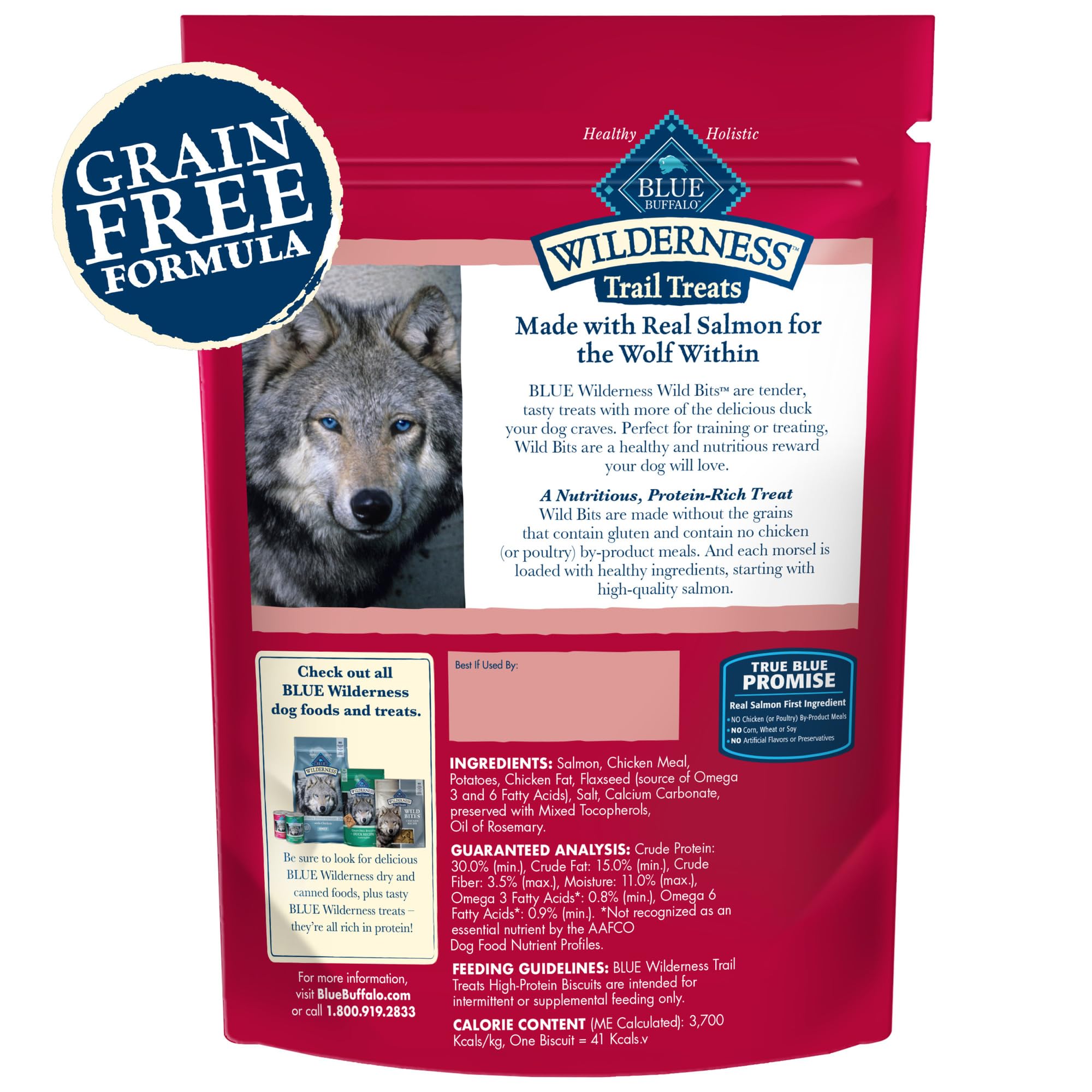 Blue Buffalo Wilderness Wild Bits Soft & Chewy Training Treats for Dogs, Grain-Free, Salmon Recipe, 4-oz. Bag