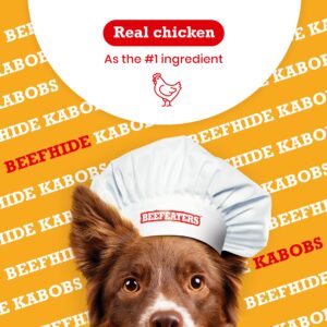 Beefeaters Dog Treats - Beefhide Kabobs 28oz Baked | Dog Food with Real Chicken, Liver & Sweet Potato | Long-Lasting Chew | Promotes Dental Health | Dog Training Treats for All Dog Sizes