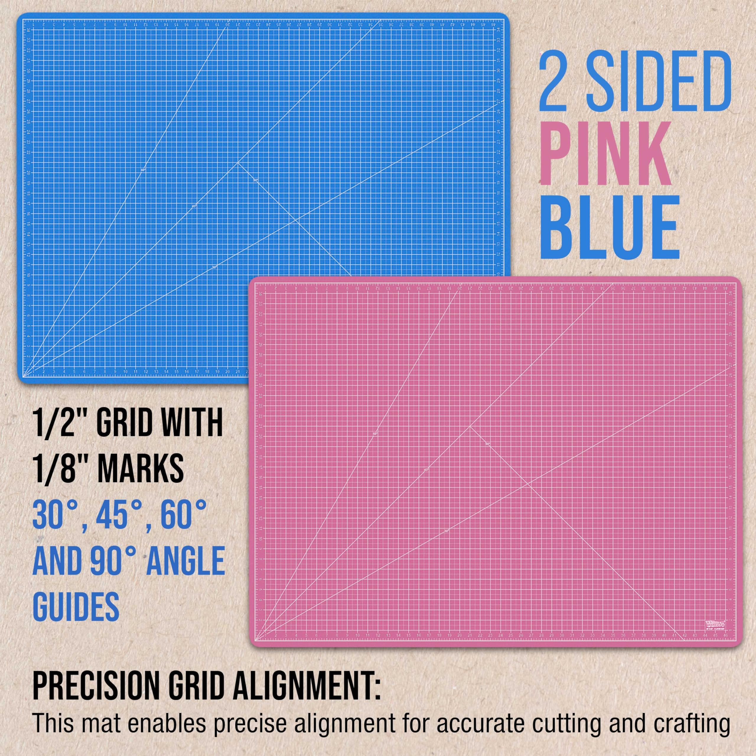 U.S. Art Supply 36" x 48" Pink/Blue Professional Self Healing 5-Ply Double Sided Durable Non-Slip Cutting Mat Great for Scrapbooking, Quilting, Sewing and all Arts & Crafts Projects