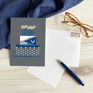 2MyHero - US Air Force - Military Happy Birthday Greeting Card With Envelope - 5" x 7" - Celebration Cake