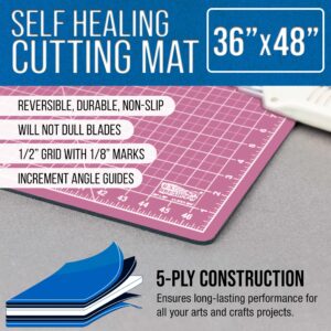 U.S. Art Supply 36" x 48" Pink/Blue Professional Self Healing 5-Ply Double Sided Durable Non-Slip Cutting Mat Great for Scrapbooking, Quilting, Sewing and all Arts & Crafts Projects