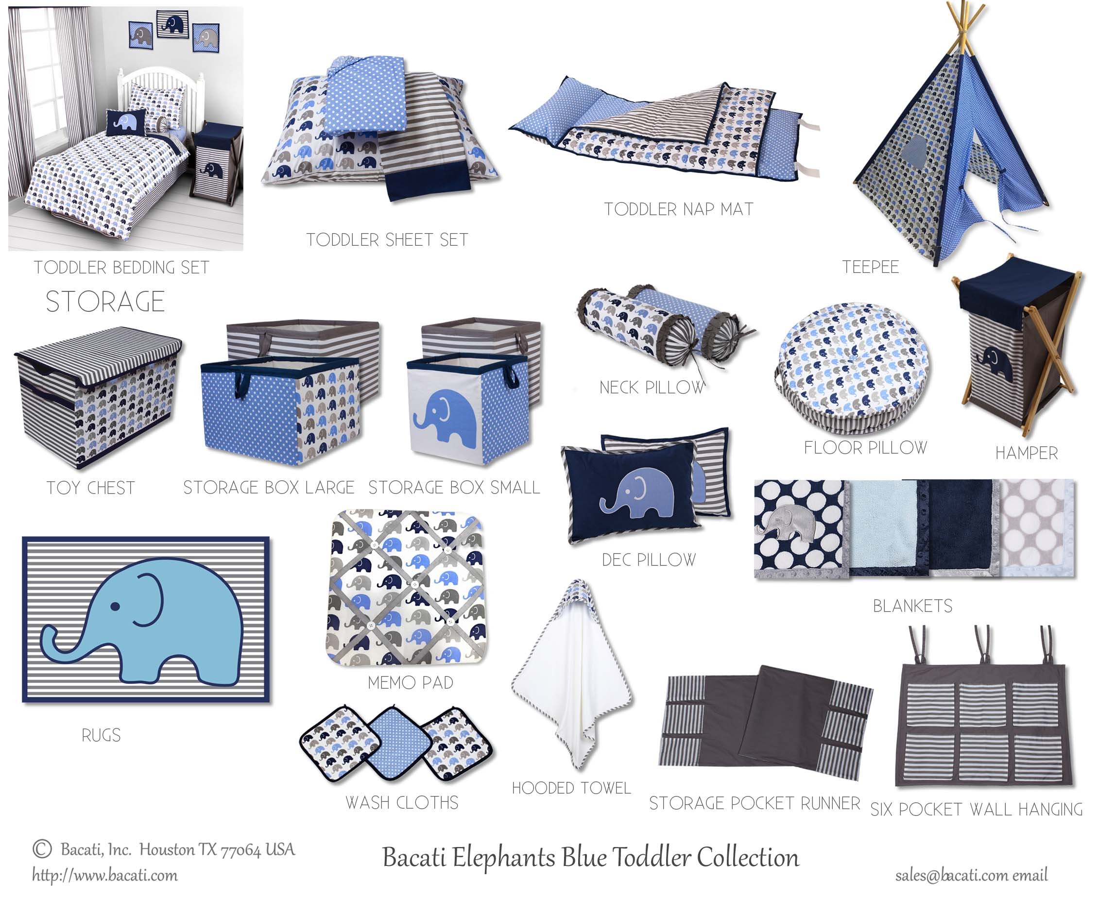 Bacati - Elephants Blue/grey Hamper