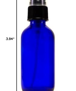 2 Oz (60 ml) Blue Boston Round Glass Bottle w/Fine Mist Sprayer- Pack of 12