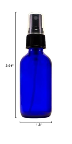 2 Oz (60 ml) Blue Boston Round Glass Bottle w/Fine Mist Sprayer- Pack of 12