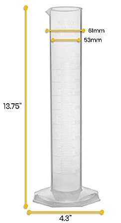 EISCO Plastic Graduated Cylinder, 500mL - Class B - Stable Hexagonal Base - Premium Polypropylene - Lab Cylinder, Measuring Cylinder