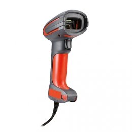 honeywell granit 1280i barcode scanner, rs-232, full range scanning, haptic feedback, 3m coiled interface cable - red/gray 1280ifr-3ser