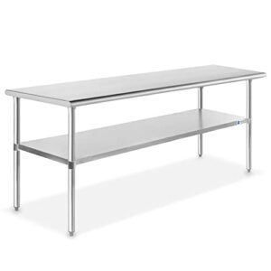 gridmann stainless steel work table 72 x 24 inches, nsf commercial kitchen prep table with under shelf for restaurant and home