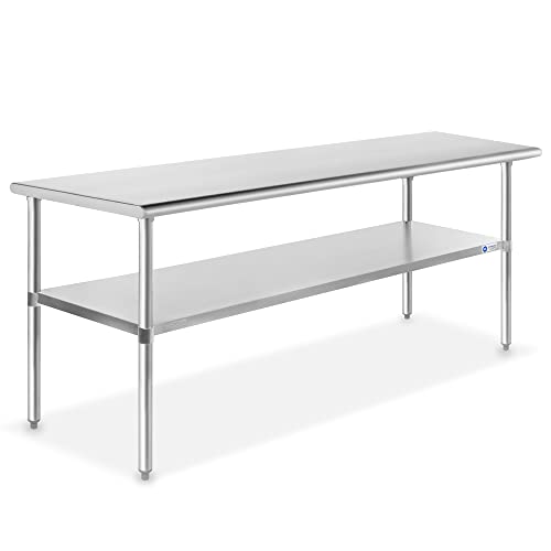 GRIDMANN Stainless Steel Work Table 72 x 24 Inches, NSF Commercial Kitchen Prep Table with Under Shelf for Restaurant and Home