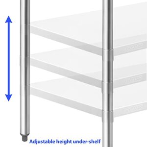 GRIDMANN Stainless Steel Work Table 72 x 24 Inches, NSF Commercial Kitchen Prep Table with Under Shelf for Restaurant and Home