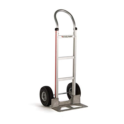 Magliner HMK111AA4 Aluminum Hand Truck, Horizontal Loop Handle, 14" x 7-1/2" Aluminum Diecast Nose Plate, 500 lb Capacity, Silver