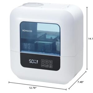 BONECO U700 Whisper Quiet Top Fill Ultrasonic Variable Mist Humidifier for Large Rooms with Self Cleaning Mode, Digital Display, and Auto Shutoff