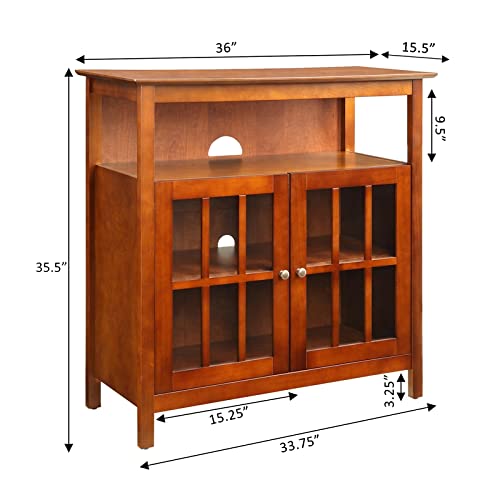 Convenience Concepts Big Sur Highboy TV Stand with Storage Cabinets Home_Furniture_and_Decor, Cherry