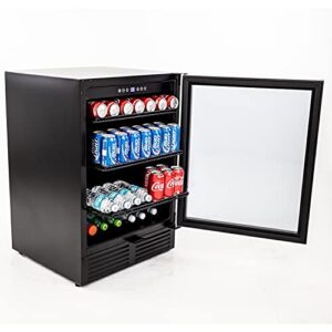 Avanti BCA516SS Beverage Cooler with Digital Temperature Control with Locking Door, Holds Up to 130 Cans and Bottles, 5.0 cu. ft, Black