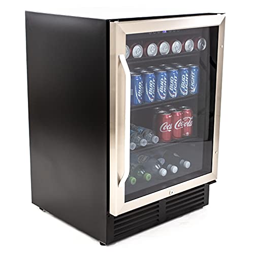 Avanti BCA516SS Beverage Cooler with Digital Temperature Control with Locking Door, Holds Up to 130 Cans and Bottles, 5.0 cu. ft, Black