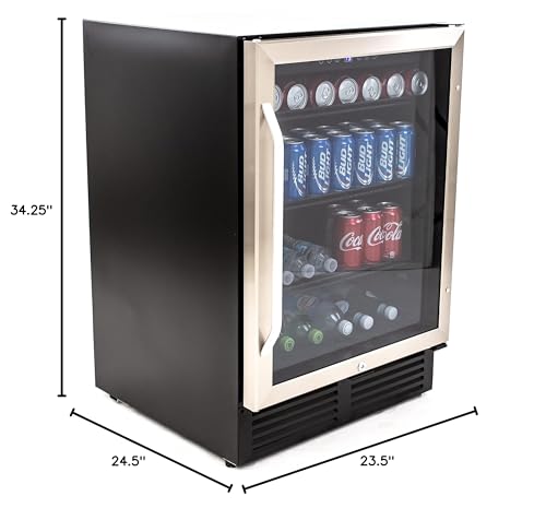 Avanti BCA516SS Beverage Cooler with Digital Temperature Control with Locking Door, Holds Up to 130 Cans and Bottles, 5.0 cu. ft, Black