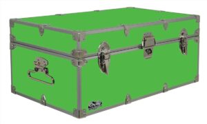 c&n footlockers - full-size happy camper trunk - #1 summer camp trunk - made in the usa - steel footlocker with lid stay - 32 x 18 x 13.5 inches (lime green)