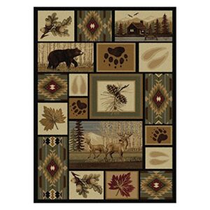 northern wildlife novelty lodge pattern multi-color runner rug, 2.7' x 7'