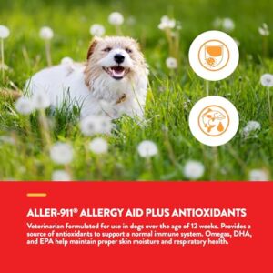 NaturVet Aller-911 Advanced Allergy Aid for Dogs, Cats – Antioxidant-Rich Pet Supplement with Omegas, DHA, EPA – Helps Support Dog Immune System, Cat Respiratory Health, Skin Moisture 70 Soft Chews