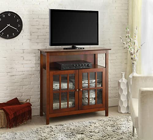 Convenience Concepts Big Sur Highboy TV Stand with Storage Cabinets Home_Furniture_and_Decor, Cherry