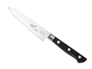 mercer culinary mx3 premium san mai vg-10 steel core blade petty knife, 120mm 5 inch,black