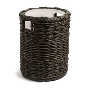 The Basket Lady Small Round Wicker Hamper, 15 in Dia x 22 in H, Antique Walnut Brown