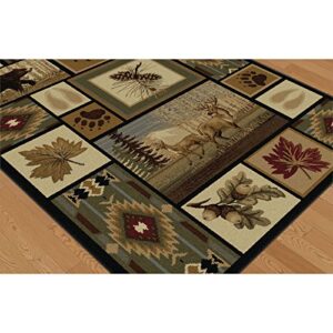 Northern Wildlife Novelty Lodge Pattern Multi-Color Runner Rug, 2.7' x 7'