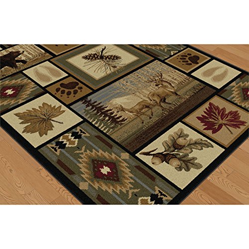 Northern Wildlife Novelty Lodge Pattern Multi-Color Runner Rug, 2.7' x 7'