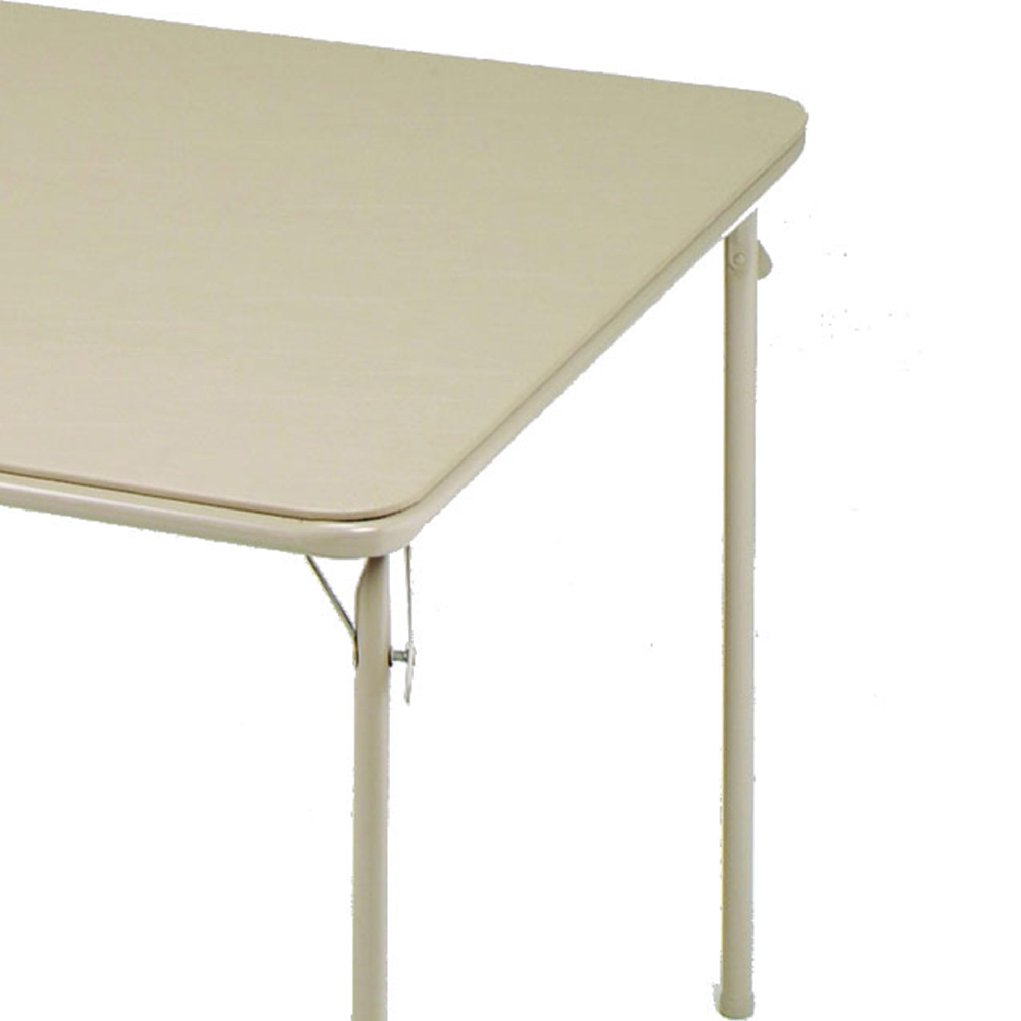 MECO Sudden Comfort 34 by 34 Inch Portable EZ Slide Leg Lock Square Metal Padded Vinyl Top Folding Dining Card Table in Buff Tan