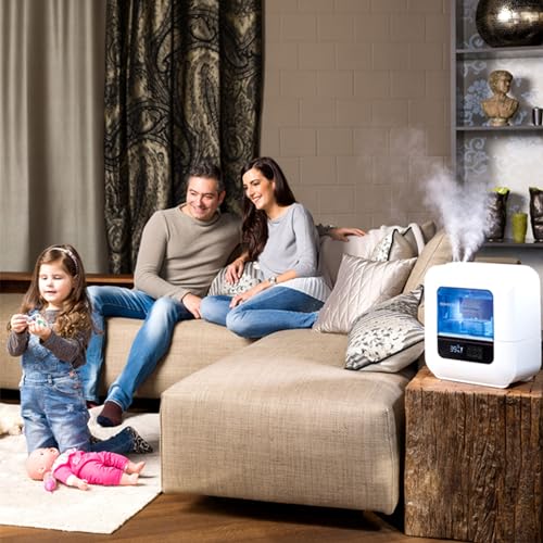 BONECO U700 Whisper Quiet Top Fill Ultrasonic Variable Mist Humidifier for Large Rooms with Self Cleaning Mode, Digital Display, and Auto Shutoff