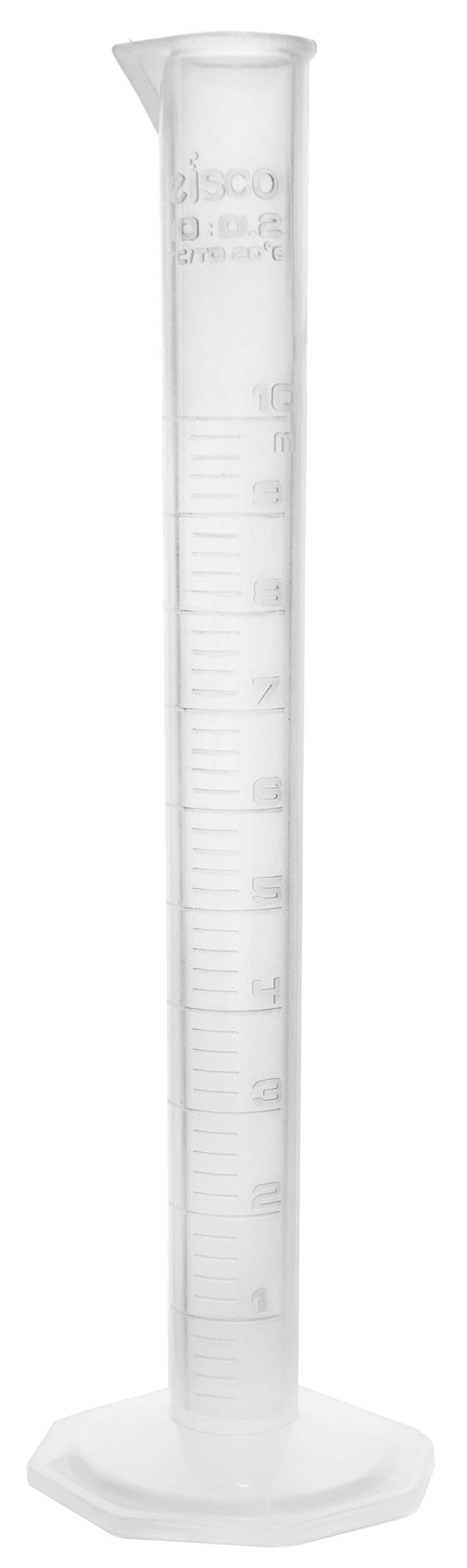 EISCO 24PK Graduated Cylinders, 10mL - Class B Tolerance - Octagonal Base - Polypropylene Plastic - Industrial Quality, Autoclavable